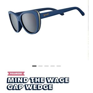 Goodr Mind the Wage Gap polarized Women’s Sunglasses Navy and Gold